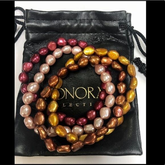 Honora Pearl Multi-color Stretchy Bracelets (Set of 4) - Picture 2 of 6